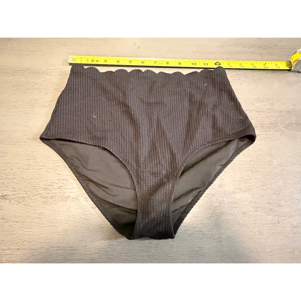 Aerie Black Scalloped High Waisted Full Coverage Bikini Bottom Small